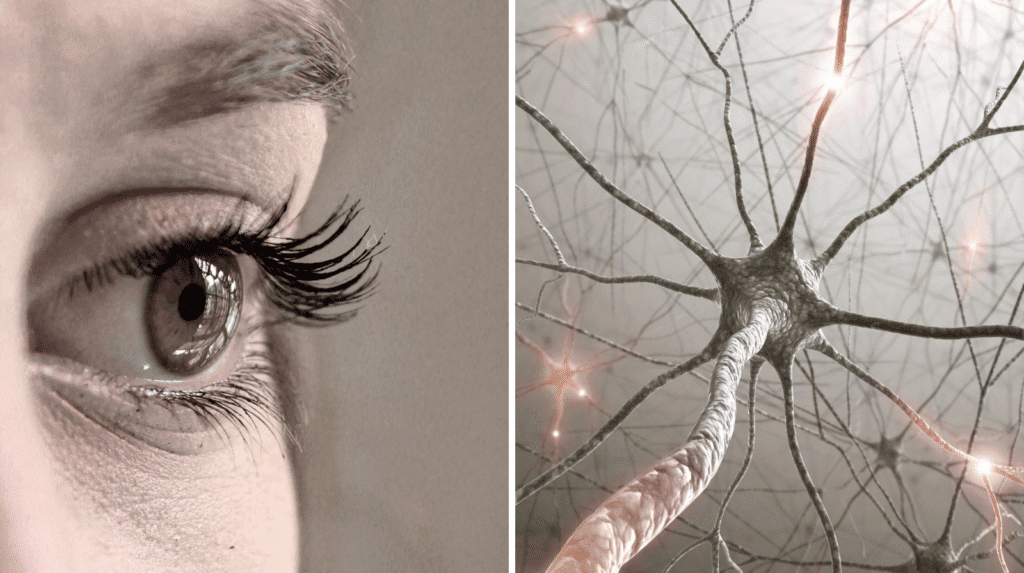 Ein leuchtendes Netzwerk von Neuronen, das die Aktivität des Gehirns symbolisiert, und zeigt, wie Gedanken und Überzeugungen unsere Realität prägen.